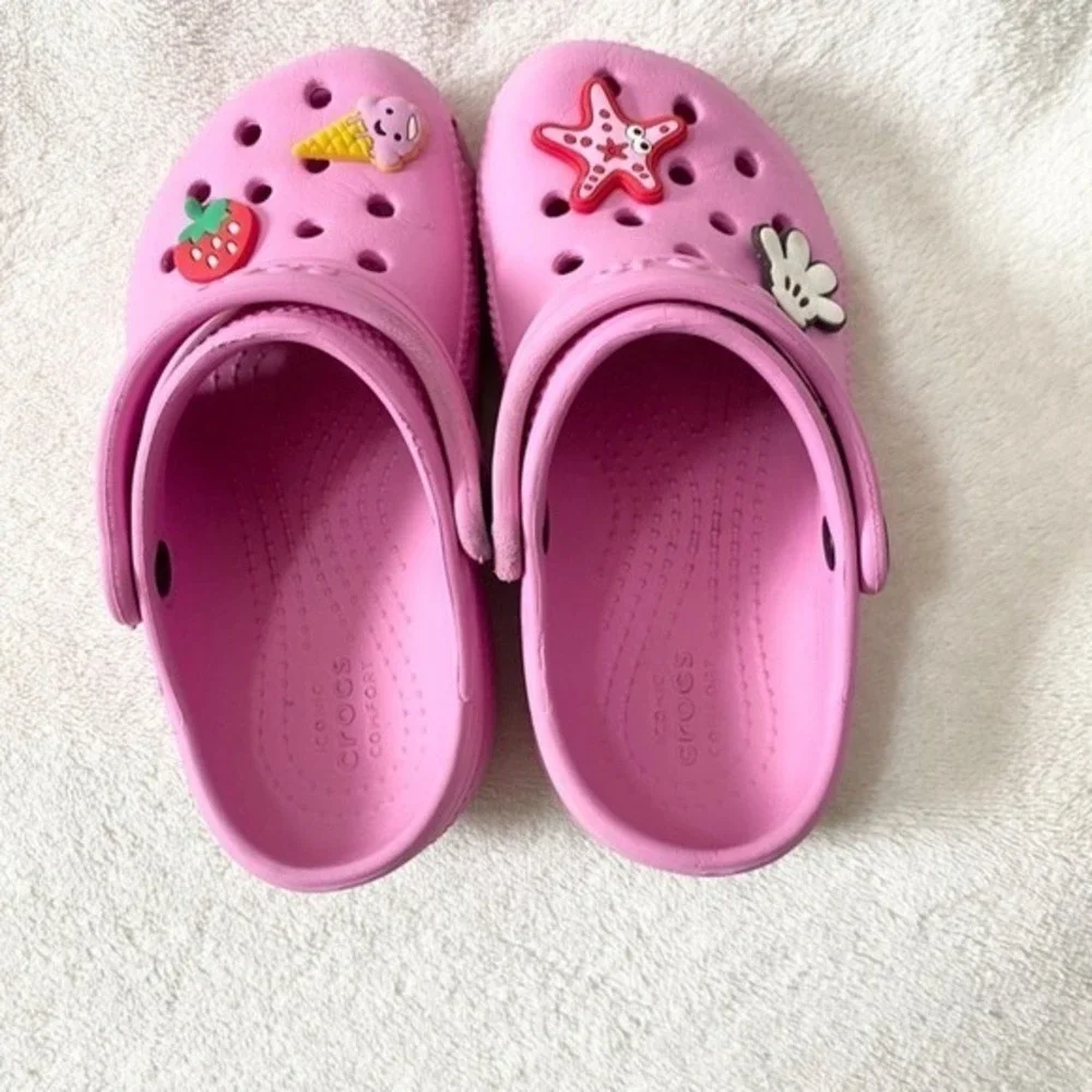 Crocs Classic Jibbitz Clog Shoes Girls‎ Size C9 Pink